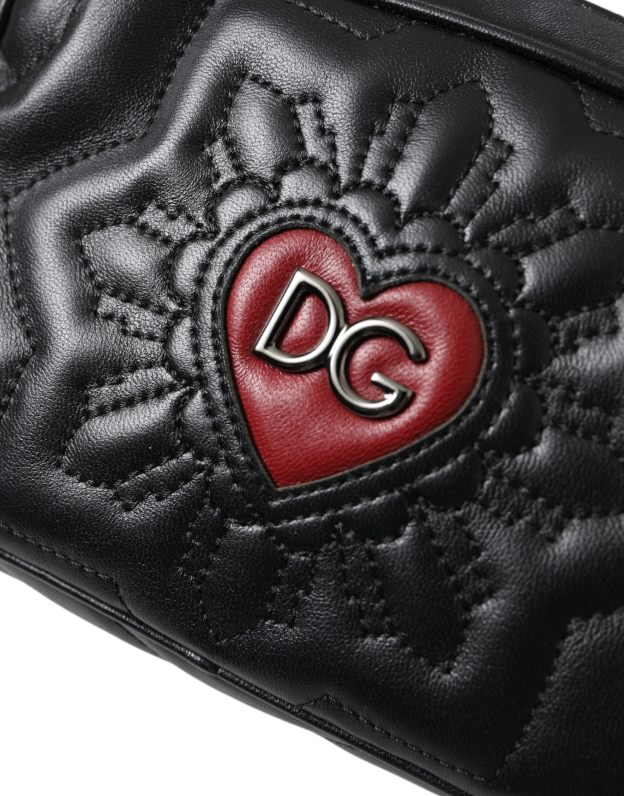 Dolce & Gabbana Black Leather Marsupio Quilted Love Belt Fanny Pack Bag